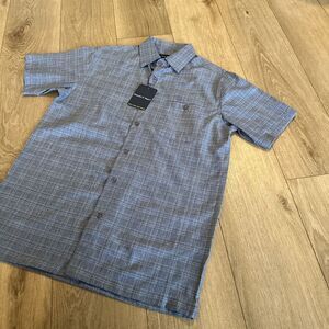 Preswick &‎ Moore Men's Short Sleeve Button Down Easy Care Shirt Blue Small NEW